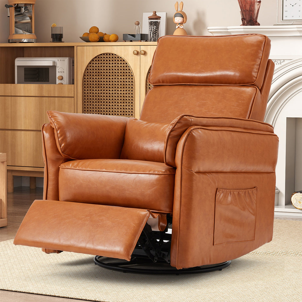 Allgoodsmarketstore Power Swivel Rocking Recliner Chair with Adjustable Headrest and Armrests, Brown