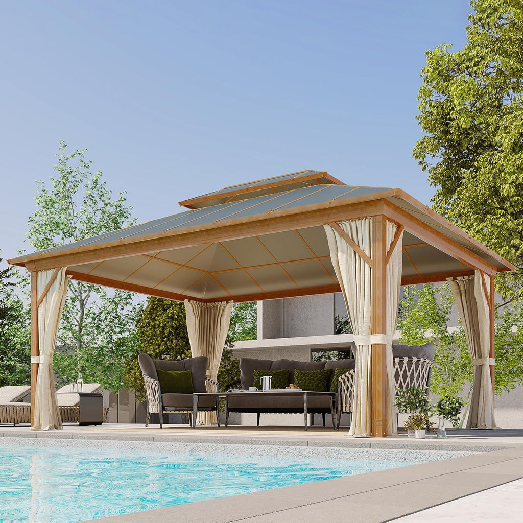 Allgoodsmarketstore 12' x 16' Gazebo Outdoor Double Roof Aluminum Composite Canopy Aluminum Frame Pavilio