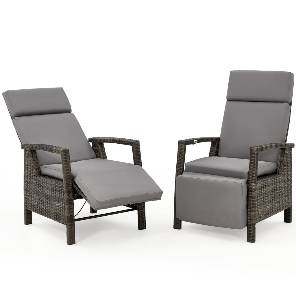 Allgoodsmarketstore Outdoor Recliner Chair Set of 2, up to 150°with Removable Cushion, Grey