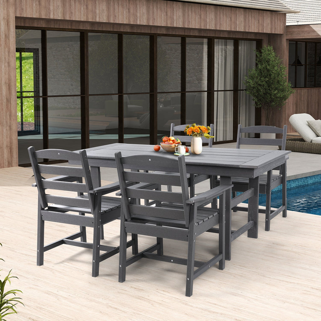 Allgoodsmarketstore 2-Piece HDPE Outdoor Patio Dining Chairs Set, Gray