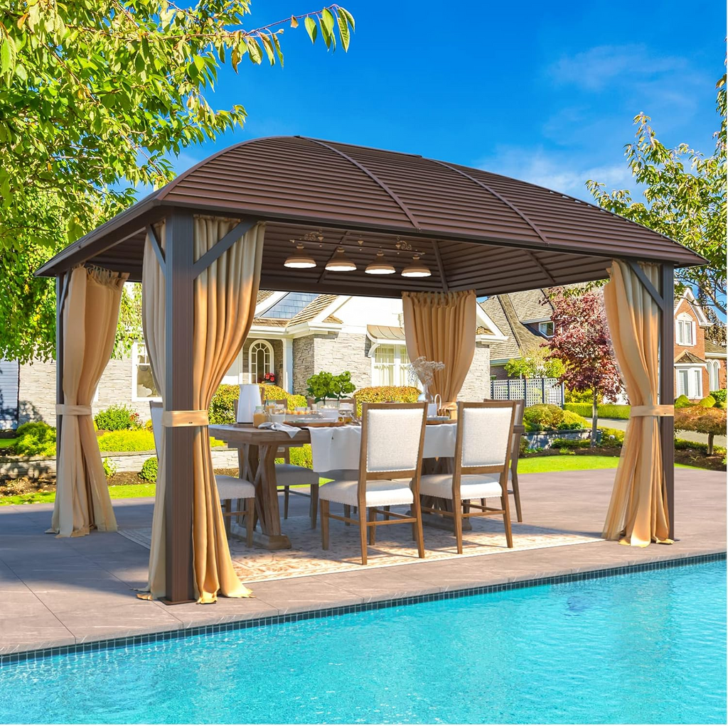 Allgoodsmarketstore 10' x 13' Hardtop Gazebo with Galvanized Steel Roof with Aluminum Frame