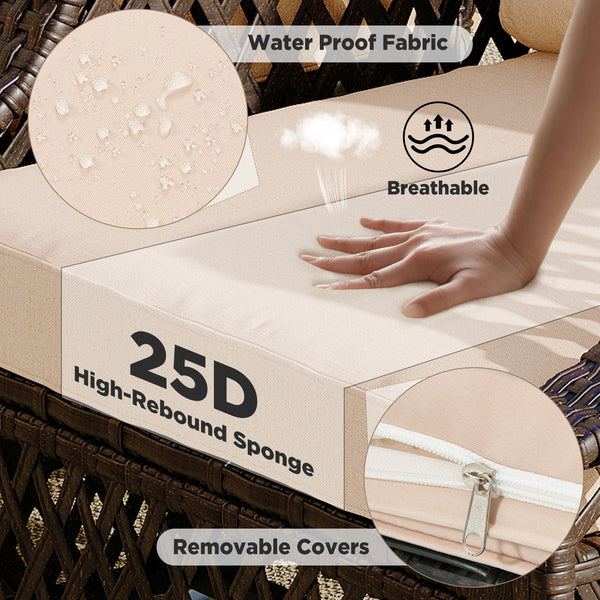 Allgoodsmarketstore 6 Piece Patio Furniture Set, Rattan Outdoor Sectional for Deck Backyard Porch (Khaki)