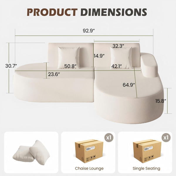 Allgoodsmarketstore Modern L-Shape Sectional Sofa with Chaise Lounge,Boneless L Shape Sofa with Deep Seat, Beige