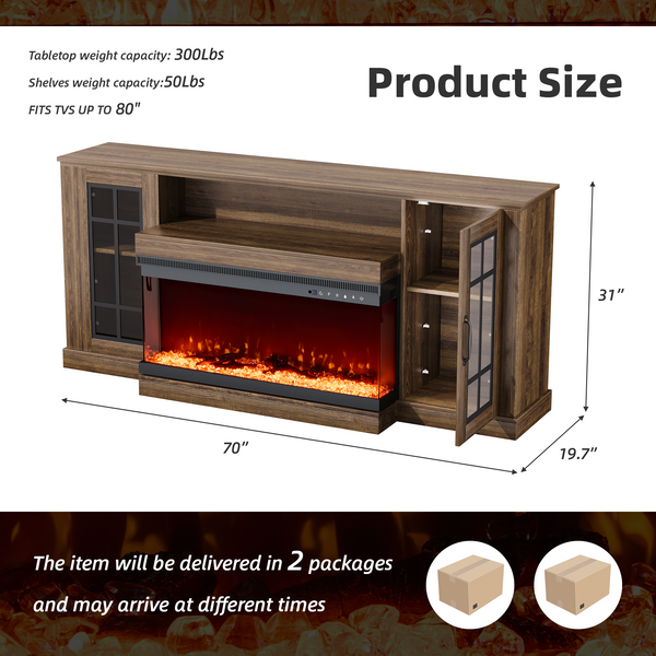 brown-tv-stand-with-fireplace​