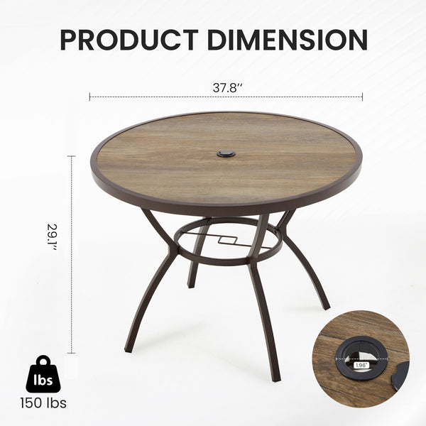 Allgoodsmarketstore  38 Inch Outdoor Metal Dining Table with Adjustable Umbrella Hole