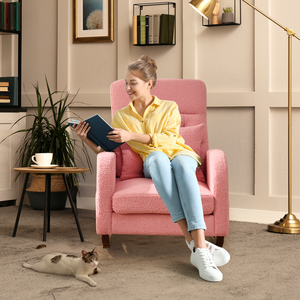 Allgoodsmarketstore Teddy Fleece Low Seat Rocking Chair with Blanket & Lumber Pillow, Nursery Glider Chair with Side Pockets