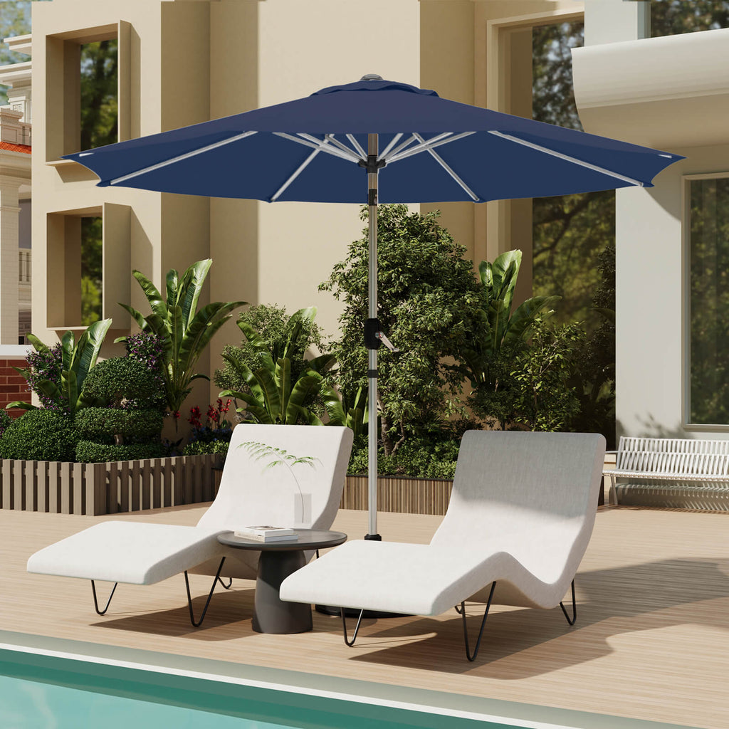 Allgoodsmarketstore 10FT Aluminum Outdoor Patio Umbrella with Push Button Tilt Function, Navy Blue