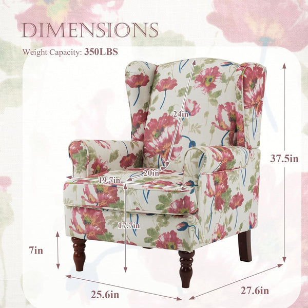 Allgoodsmarketstore Fabric Accent Chair for Living Room Bedroom Reading, Pink Floral