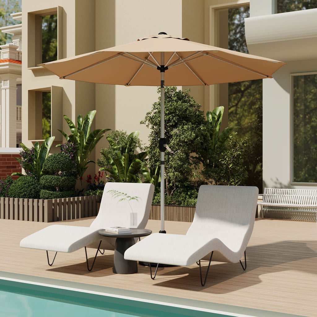Allgoodsmarketstore 10FT Aluminum Outdoor Patio Umbrella with Push Button Tilt Function, Beige