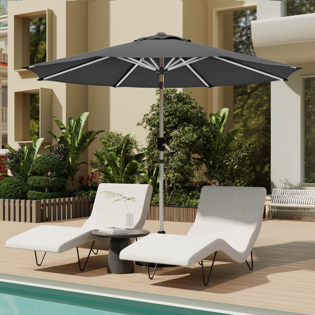 Allgoodsmarketstore 10FT Aluminum Outdoor Patio Umbrella with Push Button Tilt Function, Grey