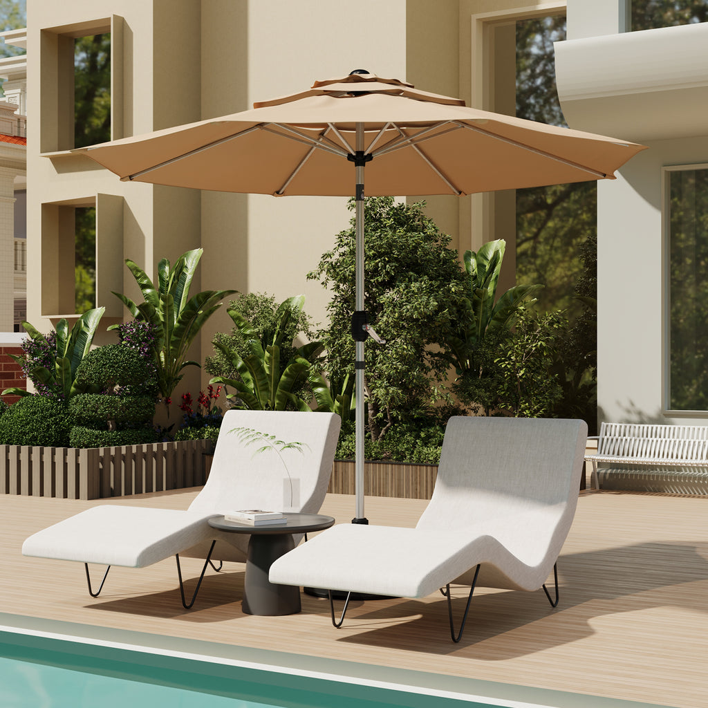 Allgoodsmarketstore 10FT 3-Tier Aluminum Outdoor Patio Umbrella with Push Button Tilt Function, Beige