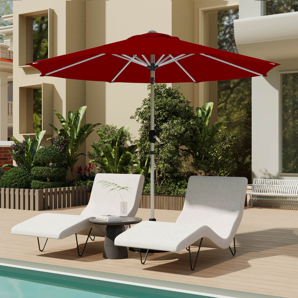 Allgoodsmarketstore 10FT Aluminum Outdoor Patio Umbrella with Push Button Tilt Function, Burgundy