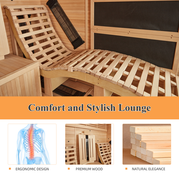 Allgoodsmarketstore Luxurious Infrared Sauna 2 Person with Comfortable Sauna Chair