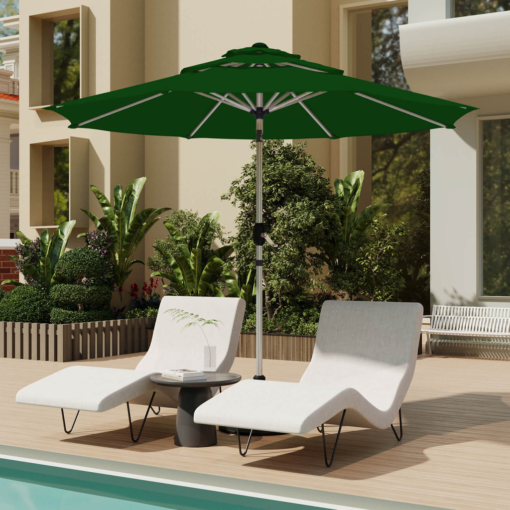 Allgoodsmarketstore 10FT 3-Tier Aluminum Outdoor Patio Umbrella with Push Button Tilt Function, Green