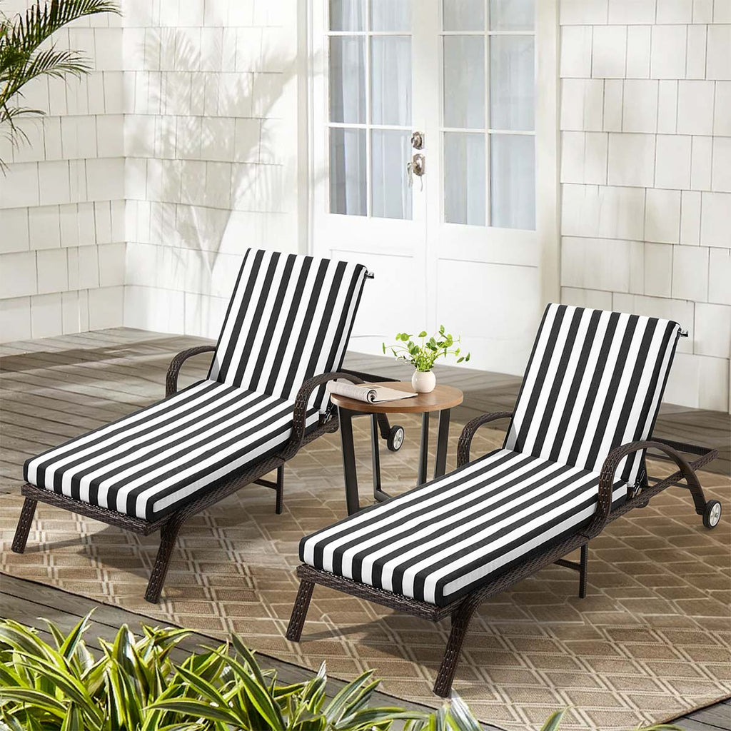 Allgoodsmarketstore Outdoor Lounge Chair Cushion Replacement Set of 2, Black Stripes