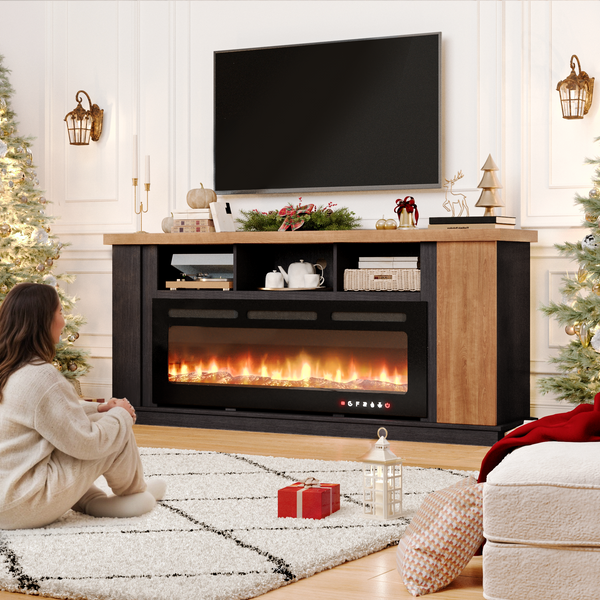 black-fireplace-tv-stand​