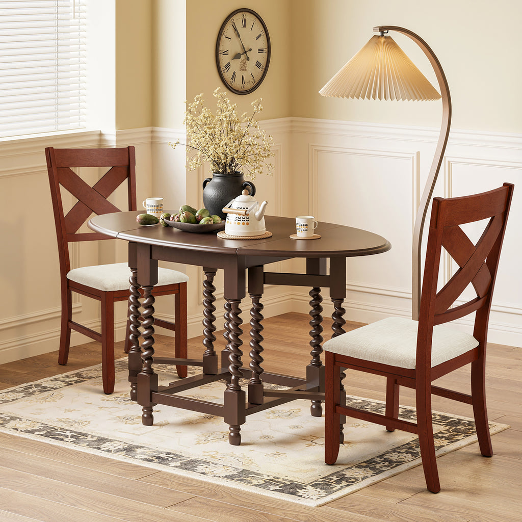 Rustic Farmhouse 19" Upholstered Barstool, Solid Wood Dining Chairs Set of 2 for Kitchen and Dining Room, Walnut