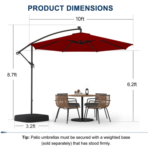 Allgoodsmarketstore 10ft Patio Umbrella with Base, Outdoor Offset Cantilever Umbrella, Infinite Tilt, Burgundy