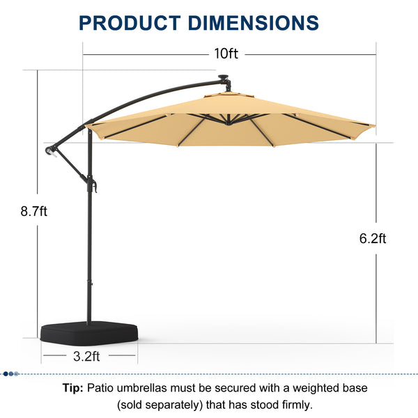Allgoodsmarketstore 10ft Patio Umbrella with Base, Outdoor Offset Cantilever Umbrella, Infinite Tilt, Beige