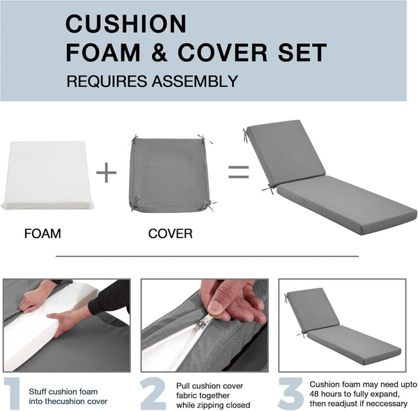 Allgoodsmarketstore Outdoor Lounge Chair Cushion Replacement, Grey