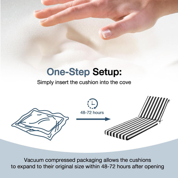 Allgoodsmarketstore Outdoor Lounge Chair Cushion Replacement Set of 2, Black Stripes