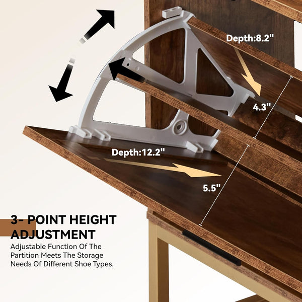 Shoe racks with 2 flip drawers and open storage, brown | Allgoodsmarketstore