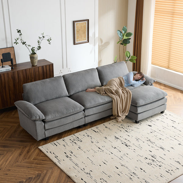 Allgoodsmarketstore 120.8 Inch Oversized Sectional Couch for Modern Living Room, Light Gray