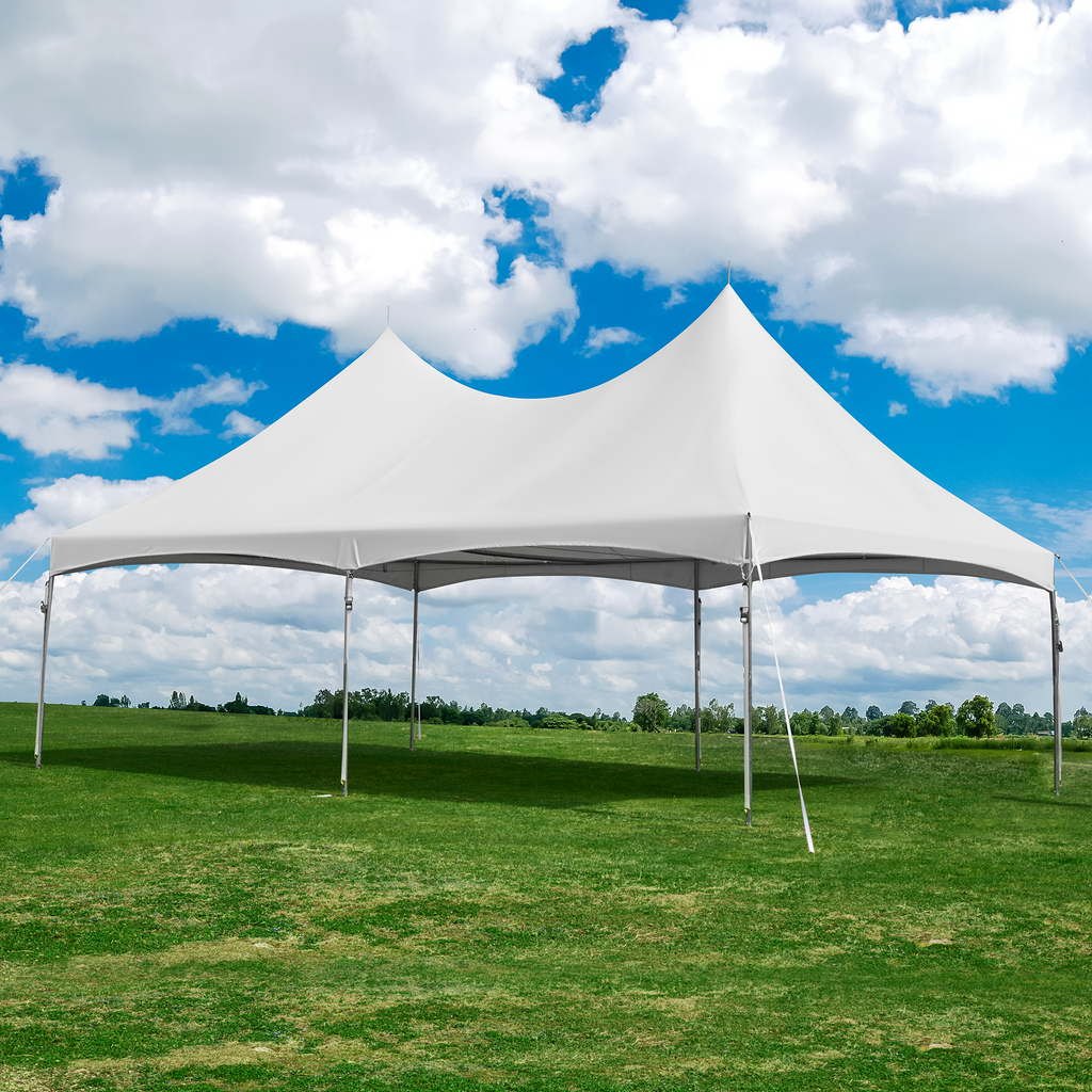 Allgoodsmarketstore  20x30ft Party Tent Outdoor Wedding Tent Heavy Duty Peaked Frame Canopy With Fire Retardant PVC Top 100 Person For Event Commercials White
