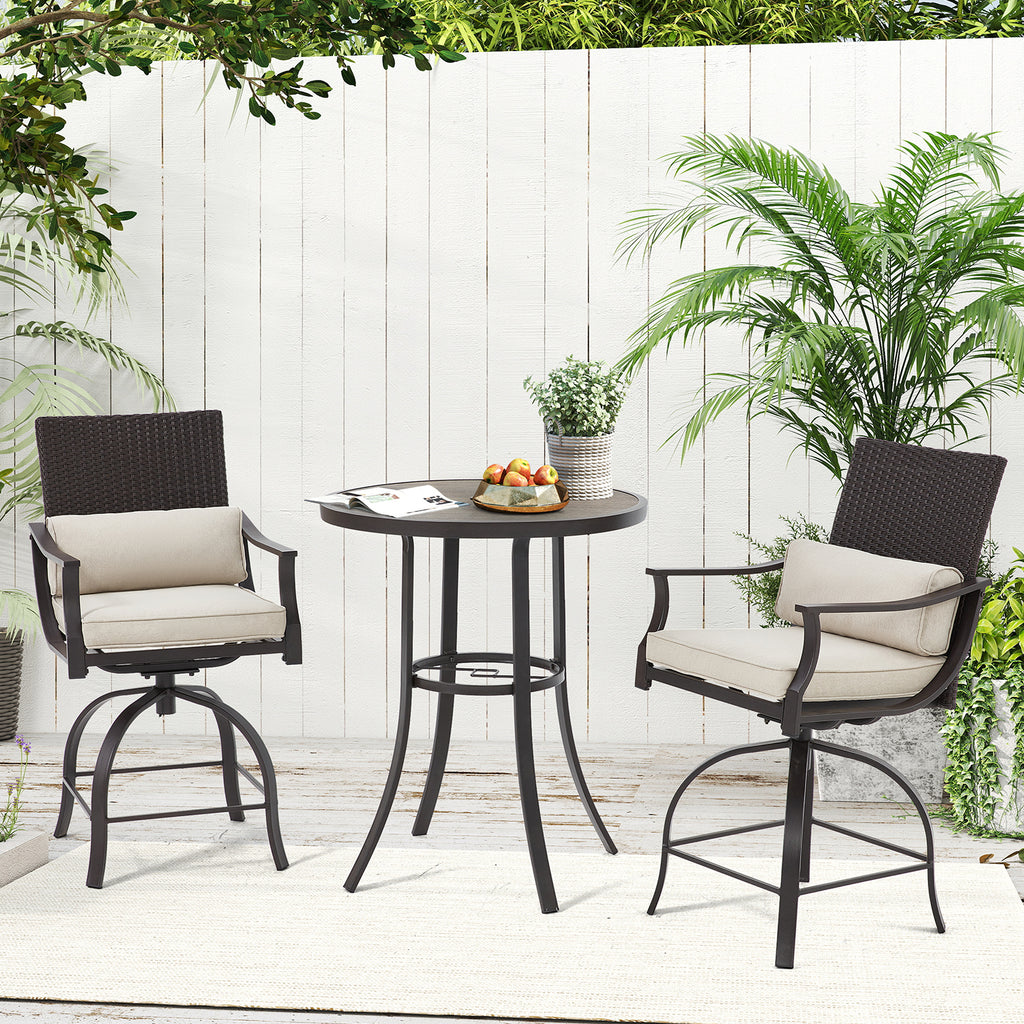 Allgoodsmarketstore 3 Piece Outdoor Patio Set, High Top Patio Bar Set, Beige