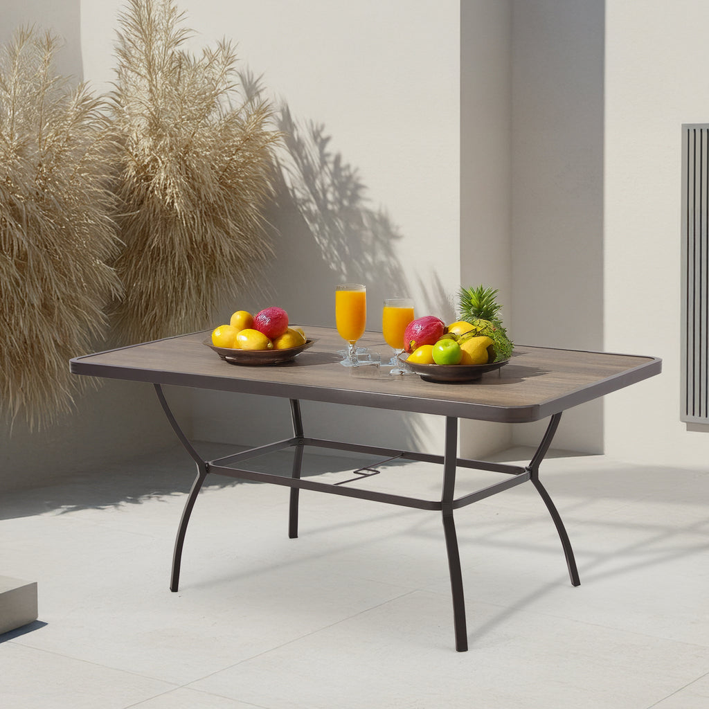 Allgoodsmarketstore 63 Inch Outdoor Patio Dining Table with 1.96 Inch Adjustable Umbrella Hole