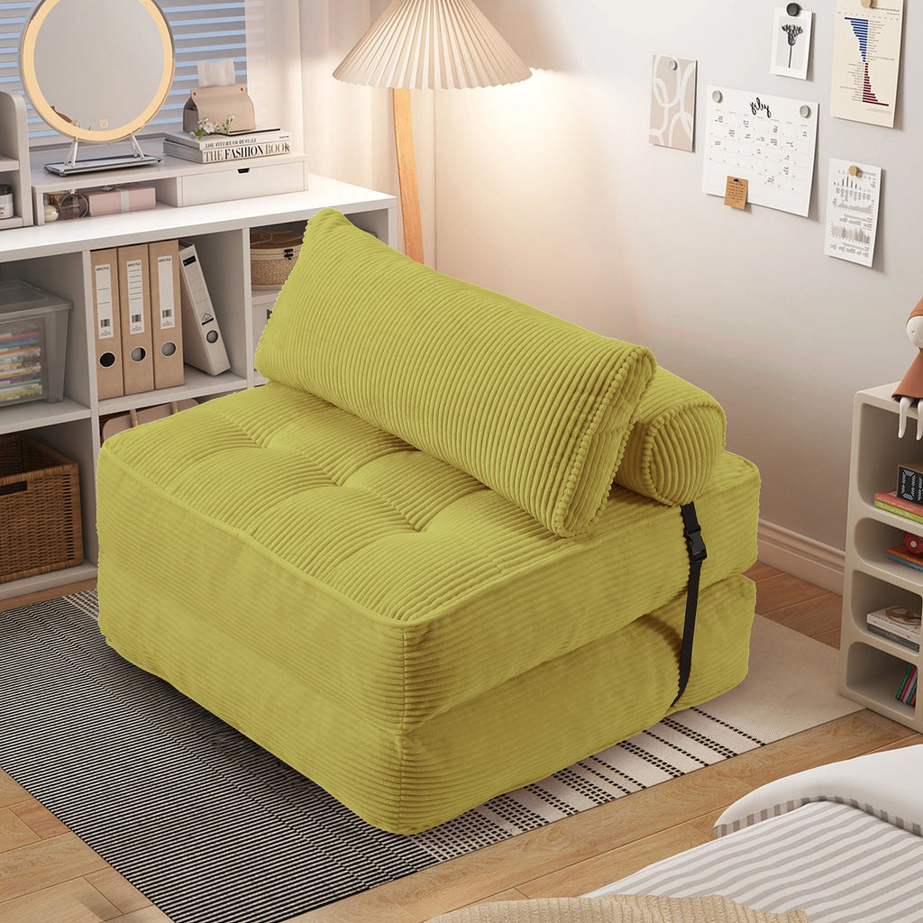 Allgoodsmarketstore Folding Out Chair Bed, Convertible Sofa Bed with 2 Pillows, Avocado Green