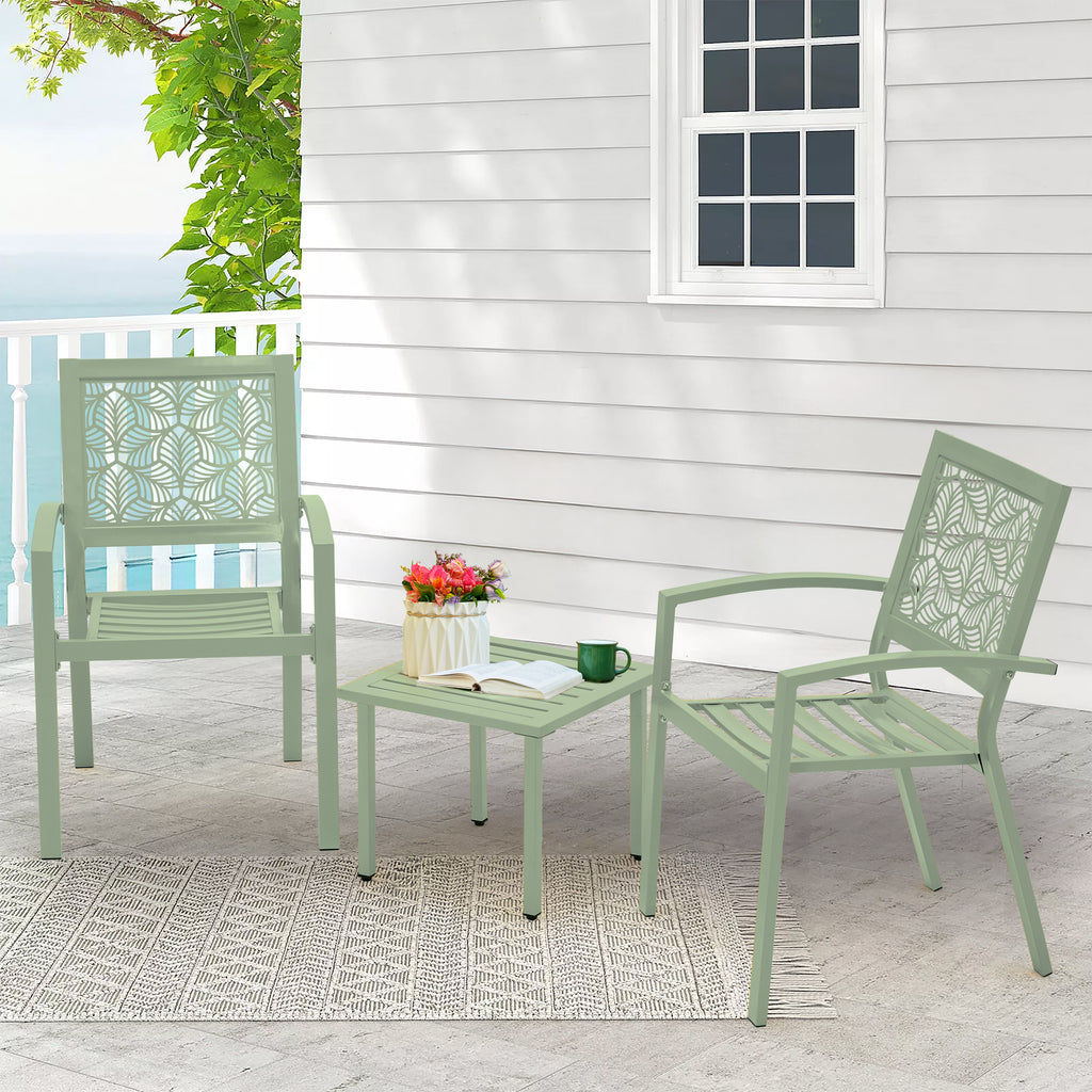 Allgoodsmarketstore 3-Piece Outdoor Bistro Set – Metal Chairs & Table, Sage Green