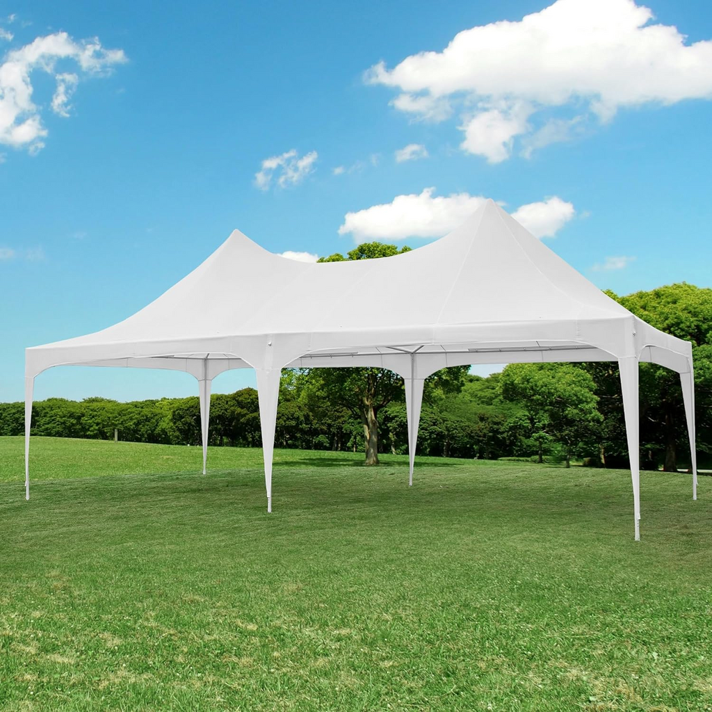 Allgoodsmarketstore 26x13 Party Tent White Wedding Tent Heavy Duty Double Peaked Canopy Tent With Pole Less Event Space Tent For Party Event