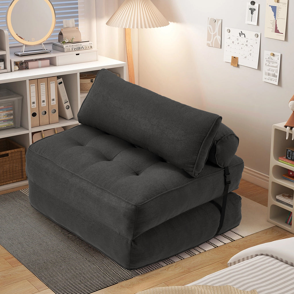 Allgoodsmarketstore Folding Out Chair Bed, Convertible Sofa Bed with 2 Pillows, Black