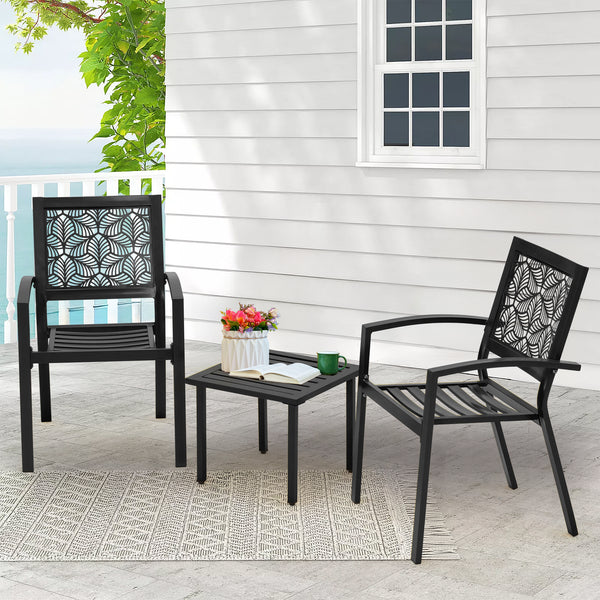 Allgoodsmarketstore 3-Piece Outdoor Bistro Set – Metal Chairs & Table, Black