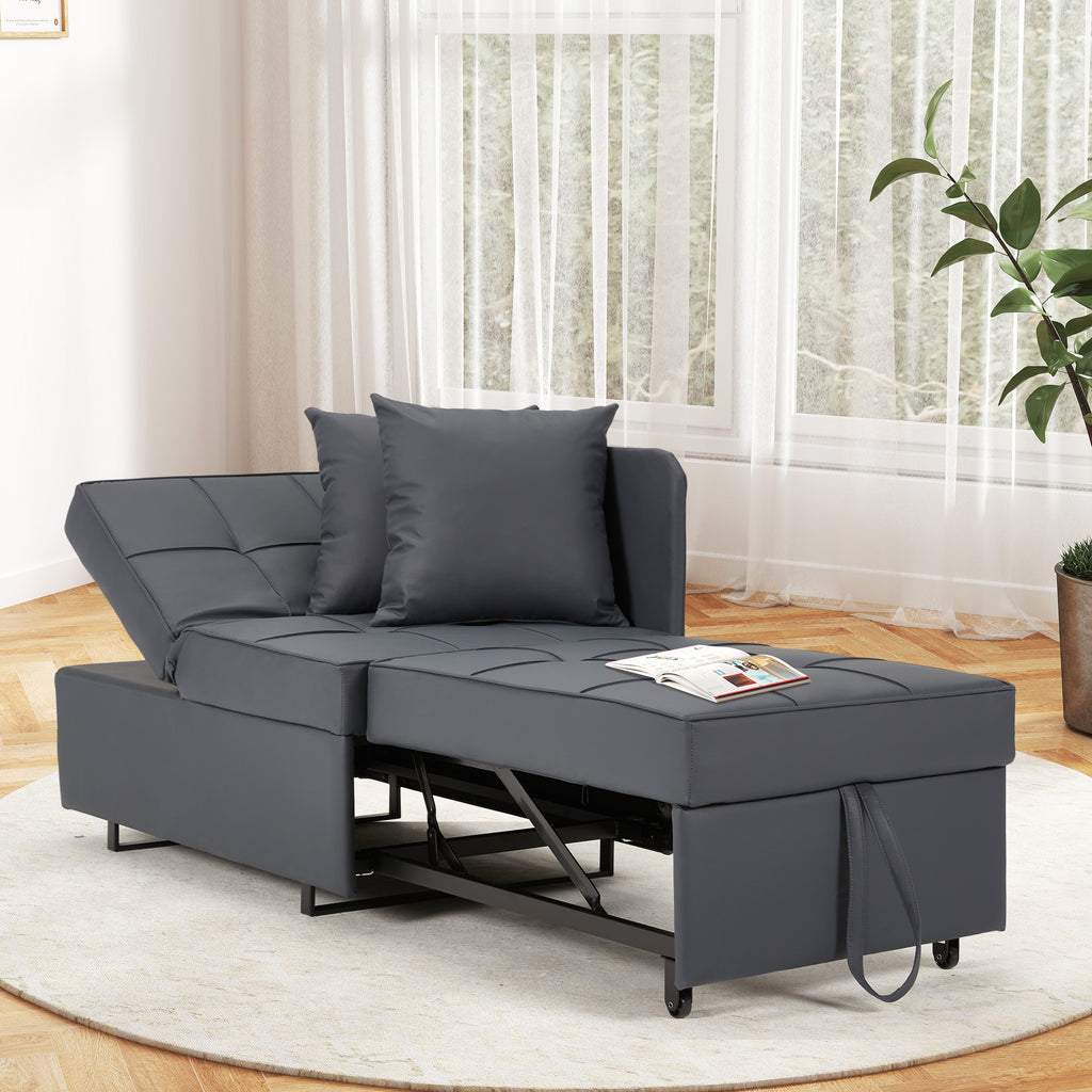 Allgoodsmarketstore 3 IN 1 Futon Sofa Bed Convertible Recliner Lounge with Reclining Backrest, Gray