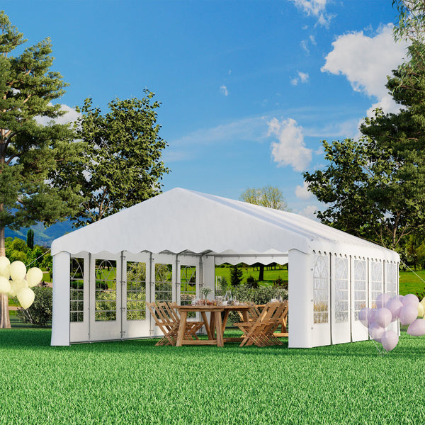 Allgoodsmarketstore 16x32 Ft Heavy Duty Party Tent Gazebo For Events Weddings BBQs Removable Sidewall Windows Storage Bags Included White