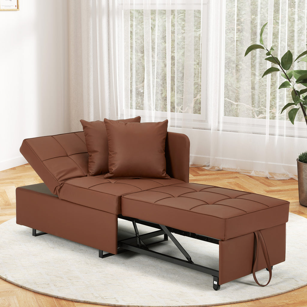 Allgoodsmarketstore 3 IN 1 Futon Sofa Bed Convertible Recliner Lounge with Reclining Backrest, Brown