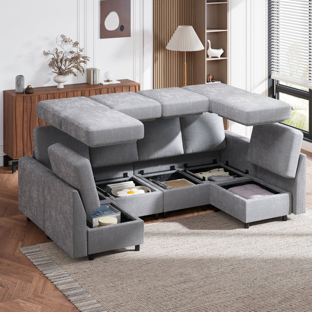 Allgoodsmarketstore 6  Piece Modular Sectional Couch with Storage for Living Room, Light Grey