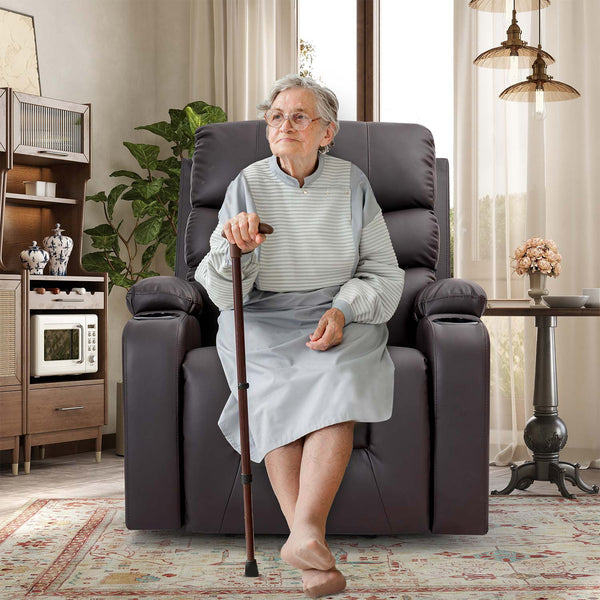 Allgoodsmarketstore Power Lift Recliner Chair with Massage & Heat, Brown