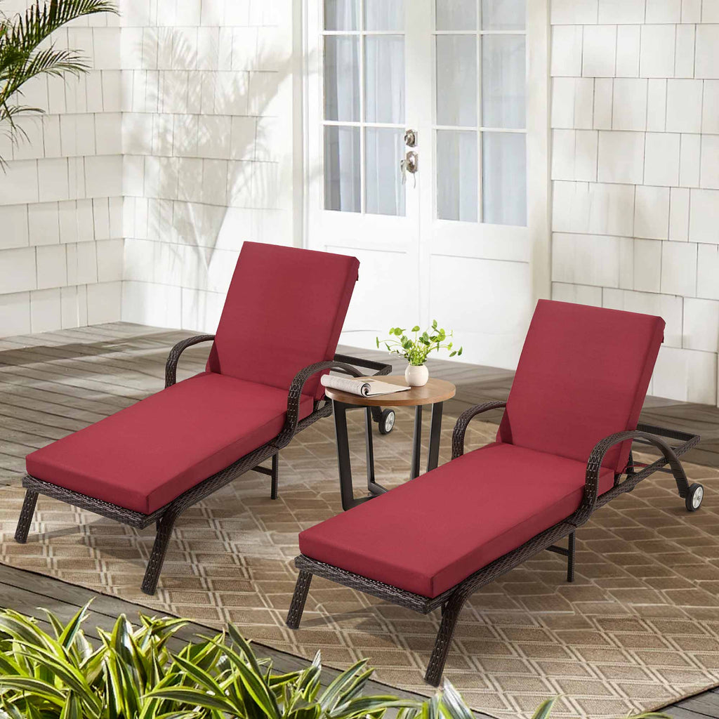 Allgoodsmarketstore Outdoor Lounge Chair Cushion Replacement Set of 2, Wine Red