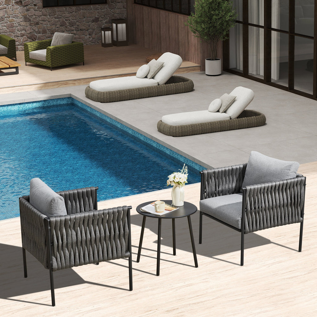 Allgoodsmarketstore 3-Piece Patio Bistro Set, Modern Outdoor Furniture, Earth Black & Starry Sky Gray